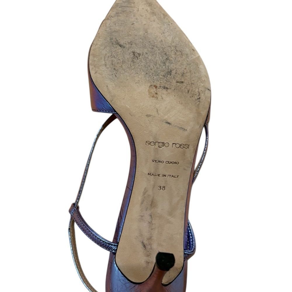 Sergio Rossi Lavender Metallic Slingback Heels, Like NEW - Picture 6 of 8
